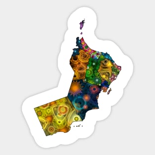 Spirograph Patterned Oman Regions Map Sticker